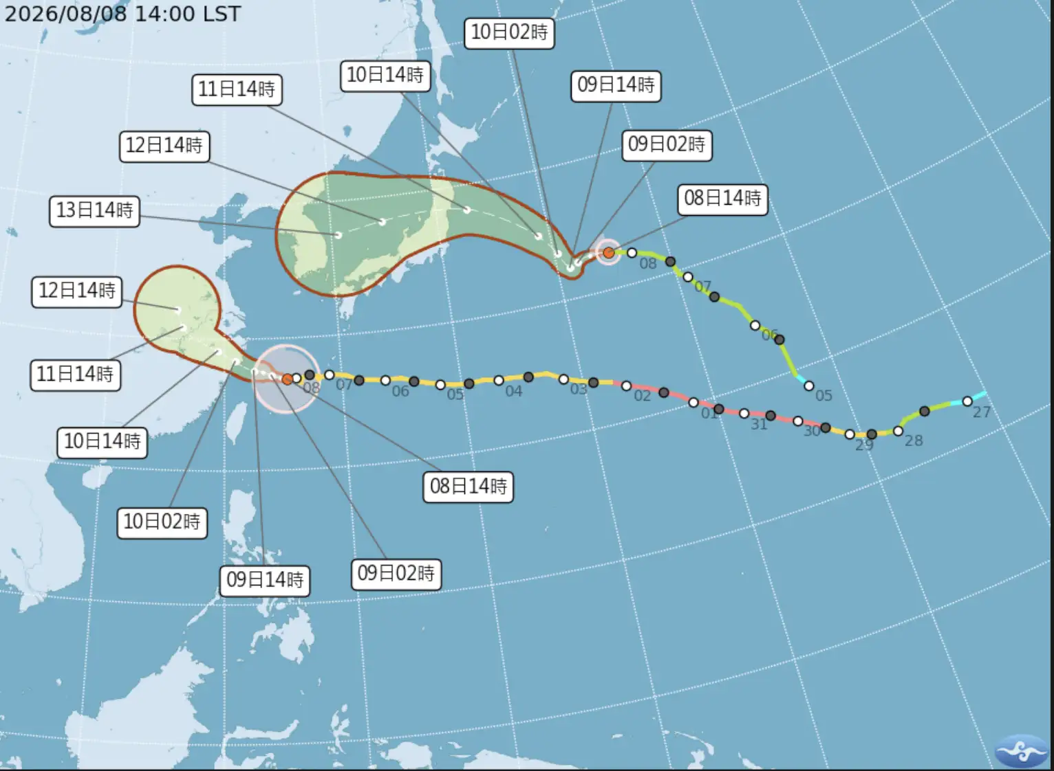 白海豚颱風還沒走昌鴻又生成。(圖/氣象署官網)