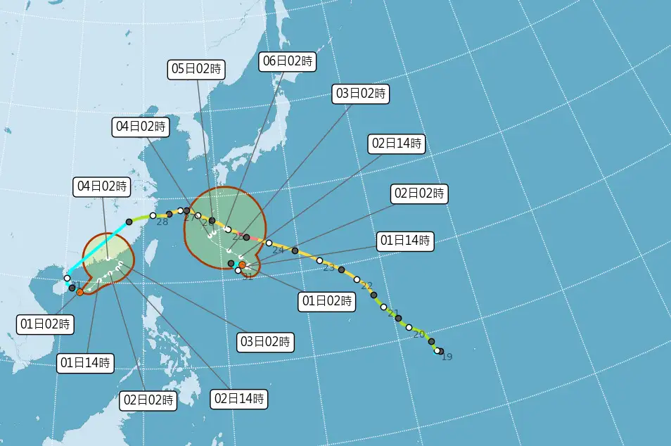 海面上有2個颱風。(圖/中央氣象署)