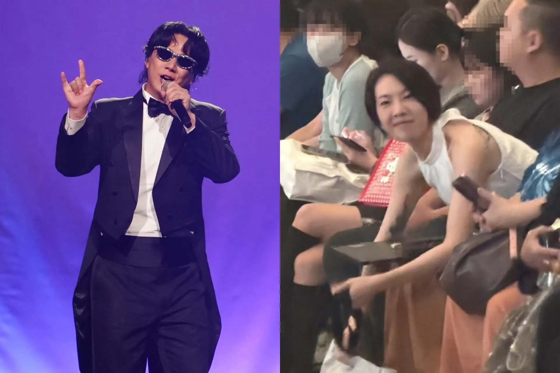 蕭煌奇(左圖)的正妹老婆Jenny(右圖)在舞台下欣賞。(圖/記者陳明中攝、記者蔡依庭攝)