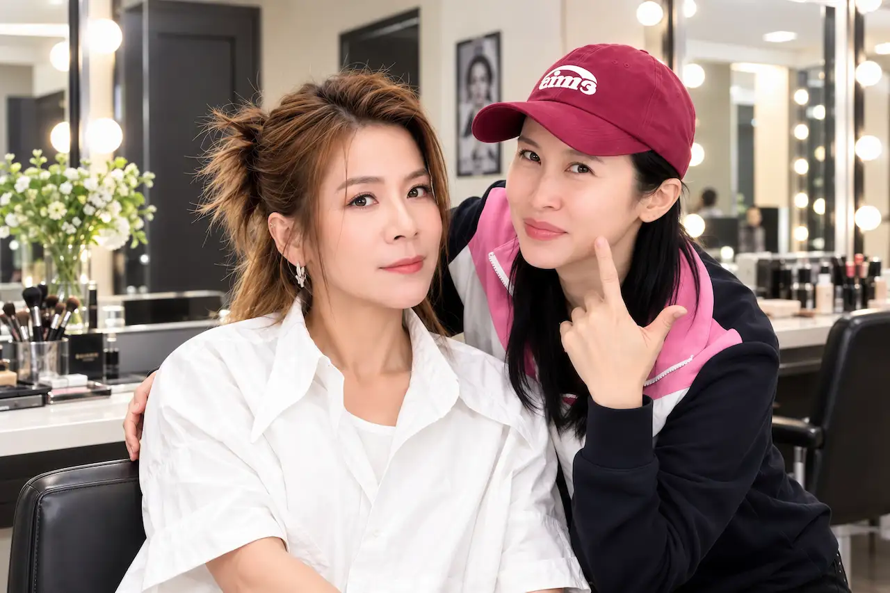 江美琪(左)和彩妝師妙妙友情很深。(圖/妙妙大獅提供)