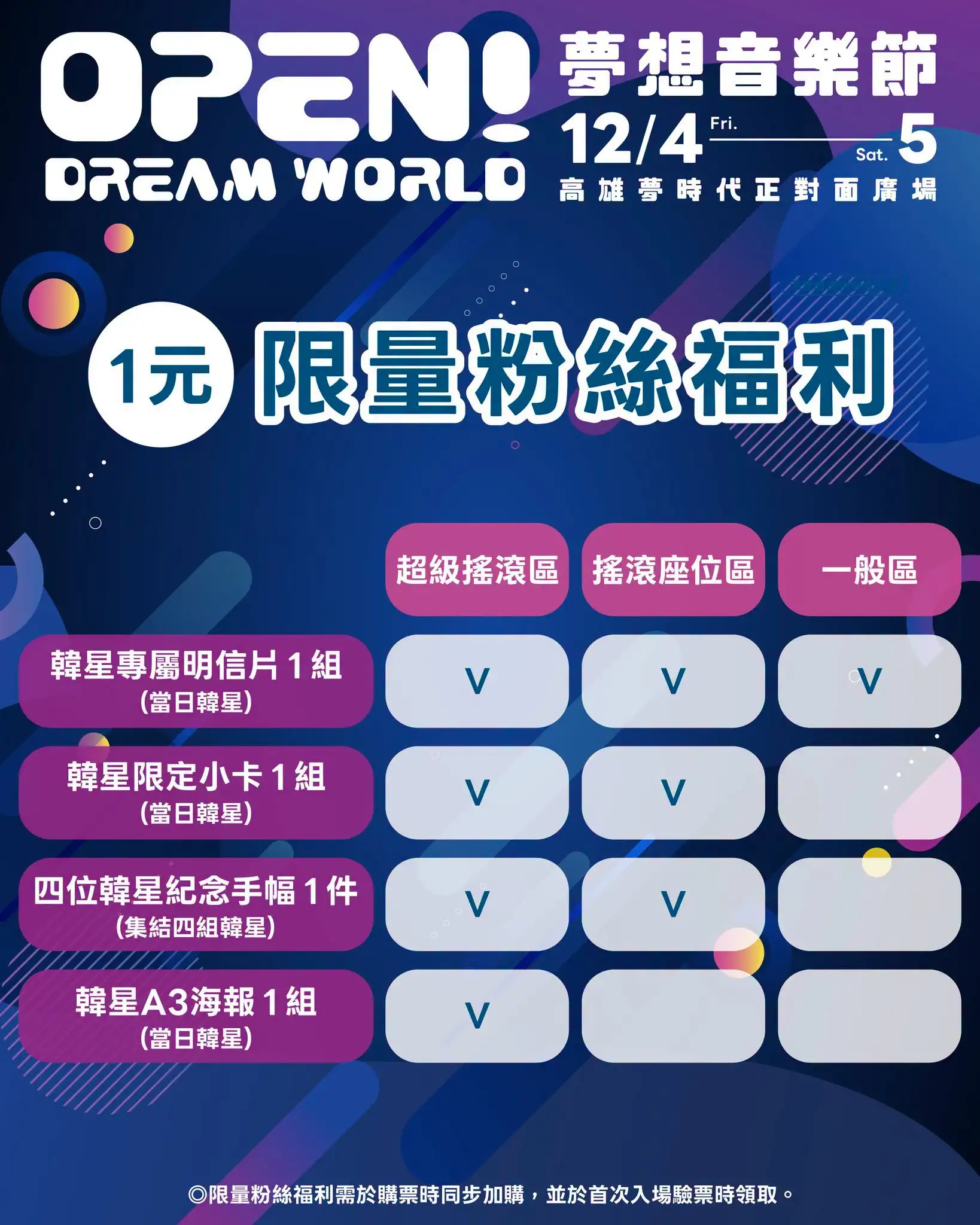 「OPEN!DREAM WORLD夢想音樂節」福利。(圖/寬寬整合提供)