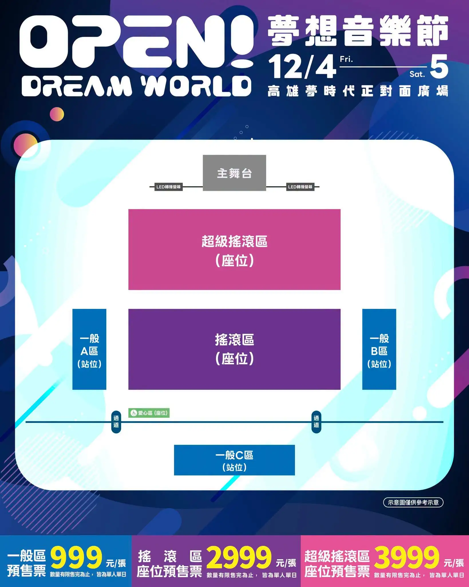 「OPEN!DREAM WORLD夢想音樂節」票價圖。(圖/寬寬整合提供)