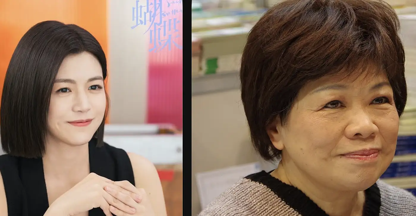 陳妍希撞臉廖輝英。(圖/翻攝微博、維基百科)